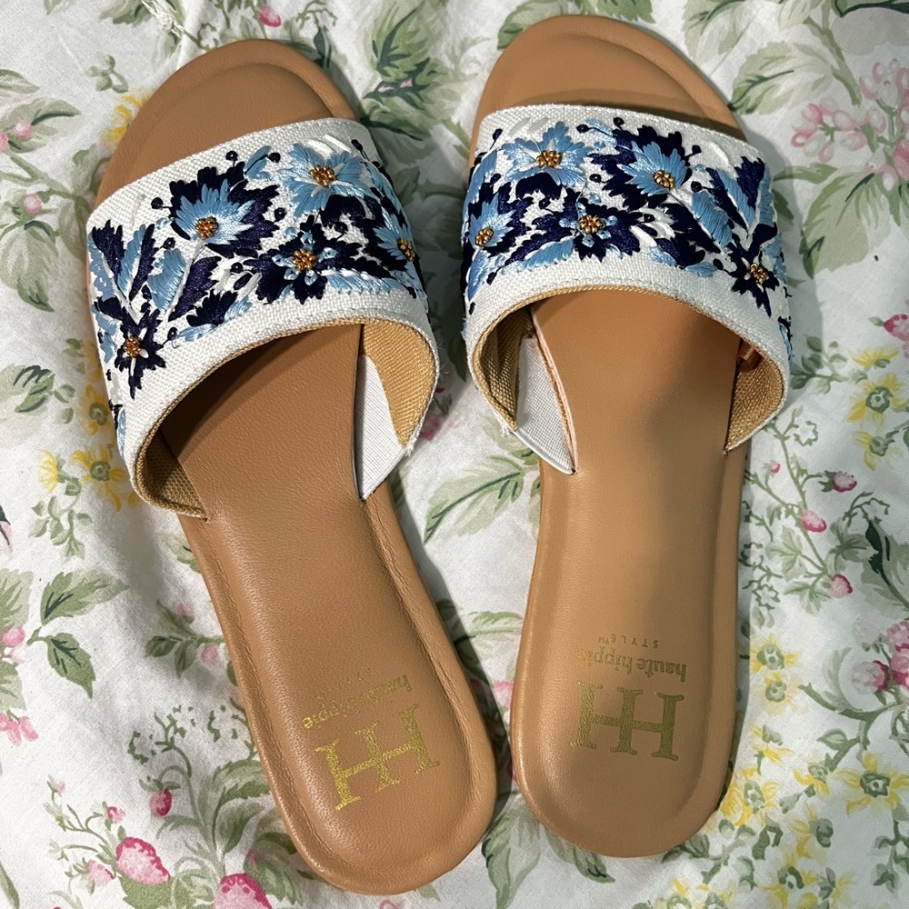 Haute Hippie Blue Floral Sandals